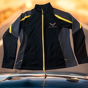 North EndCorvette Stingray Jacket Womens Large Black Yellow Full Zip Performance
